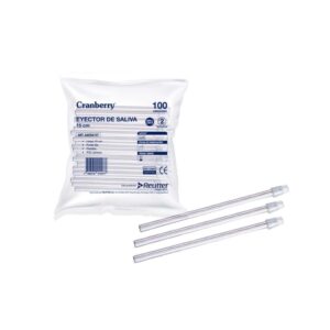 Eyector de saliva desechable Cranberry, 100 unidades, color transparente, ideales para procedimientos odontológicos.