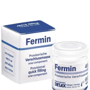 Cemento temporal Fermin DETAX en presentación de 40 gramos para obturaciones provisionales.