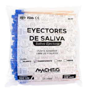 Eyectores de saliva Mächtig transparentes 100 unidades para uso odontológico