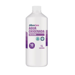 Agua oxigenada 10 volúmenes Difem Care 1 litro peróxido de hidrógeno antiséptico